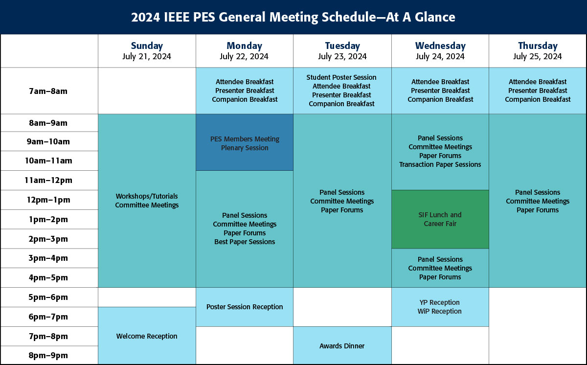 PES General Meeting Program Schedule-at-a-Glance